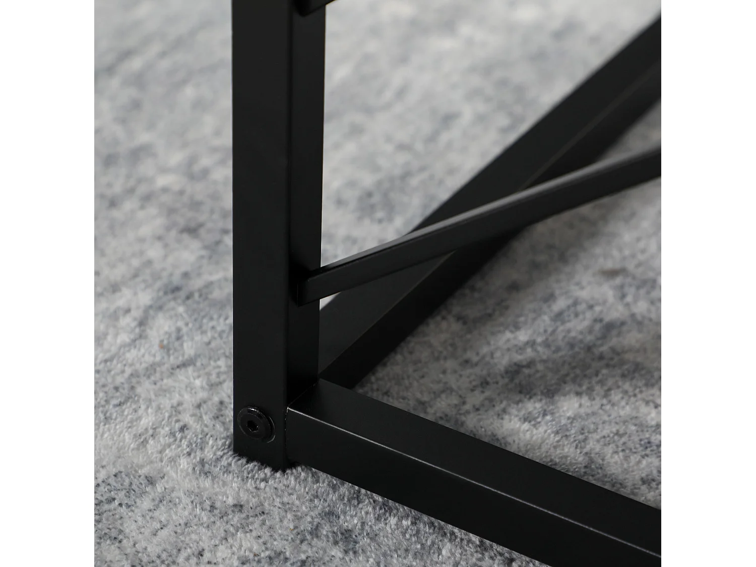 Safi Set of 3 Square Nesting Side Tables Grey Tops Black Metal Frame