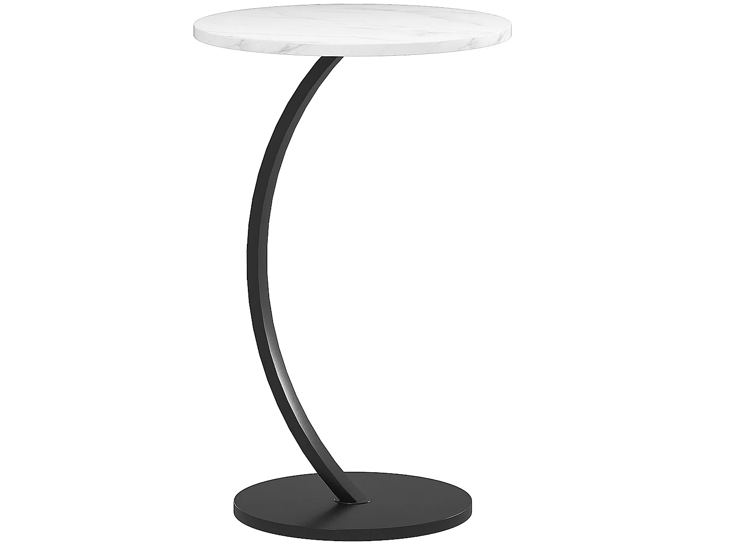 Dimo Round C Shaped Side Table with Marble Effect Top