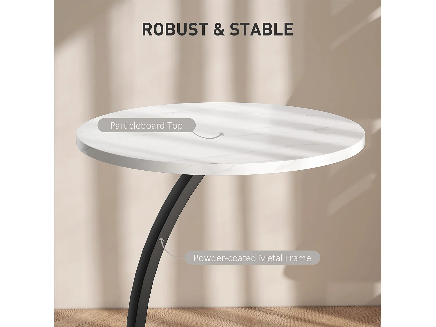 Dimo Round C Shaped Side Table with Marble Effect Top