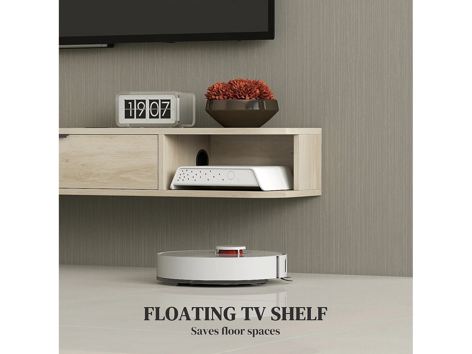Avalani 120cm Natural Wood Effect Floating TV Unit Fits Up to 50 inch Screens