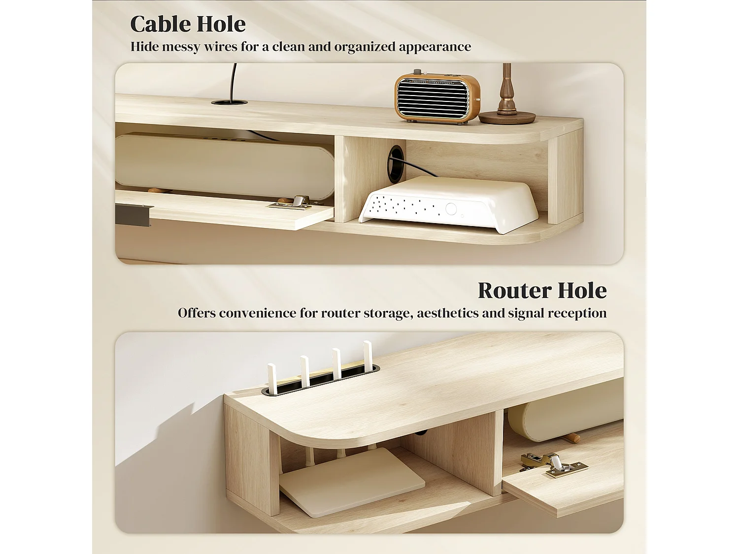 Avalani 120cm Natural Wood Effect Floating TV Unit Fits Up to 50 inch Screens