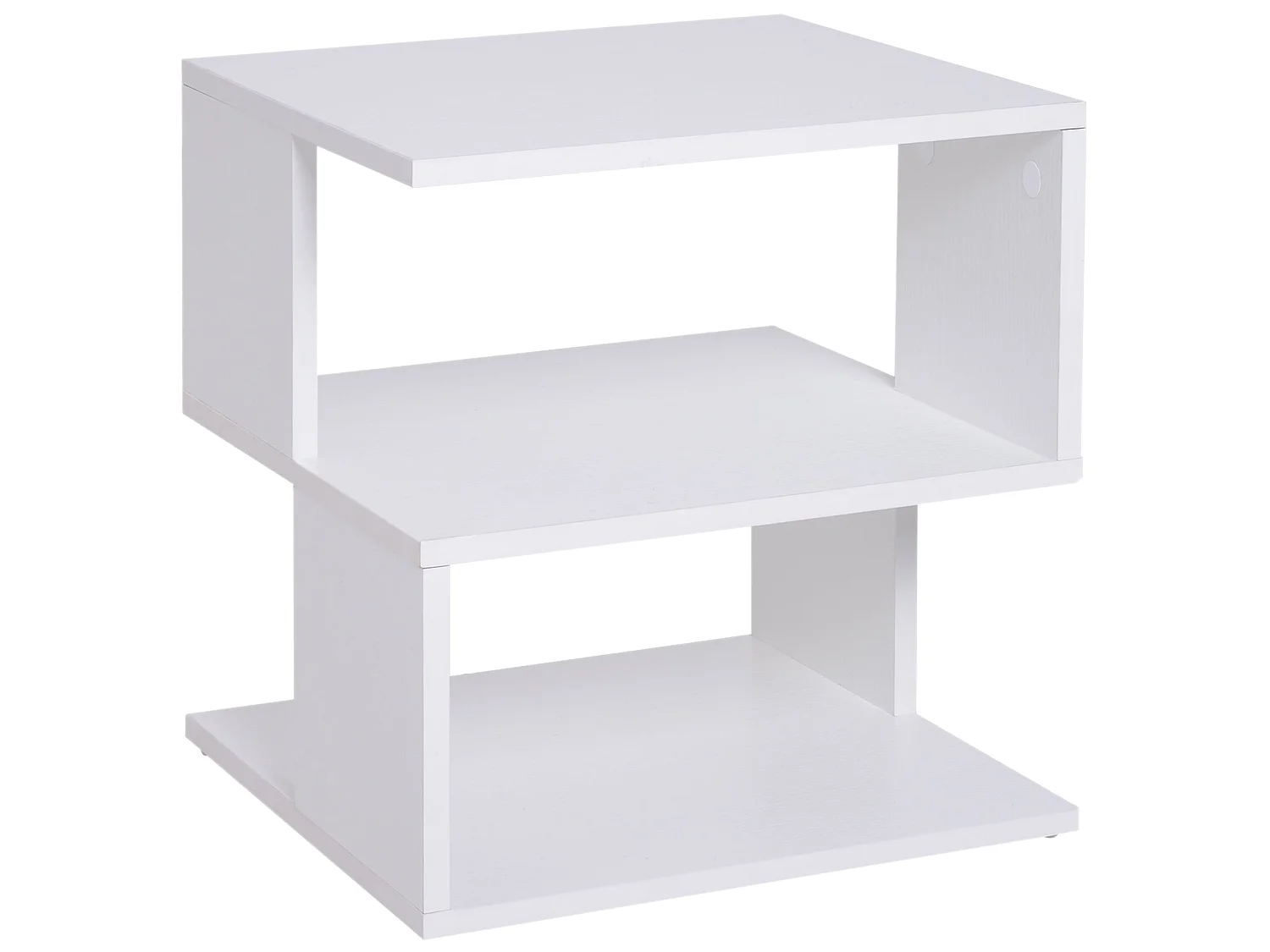 Masevi White Square Side Table with 2 Tier Storage