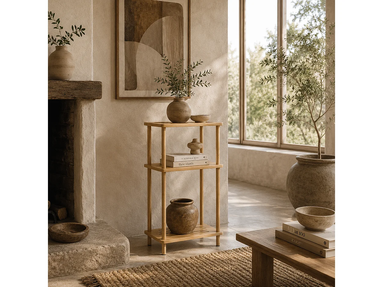 Neliyo Bamboo 3 Tier Slim Side Table 40x18x61cm Natural Nordic Style