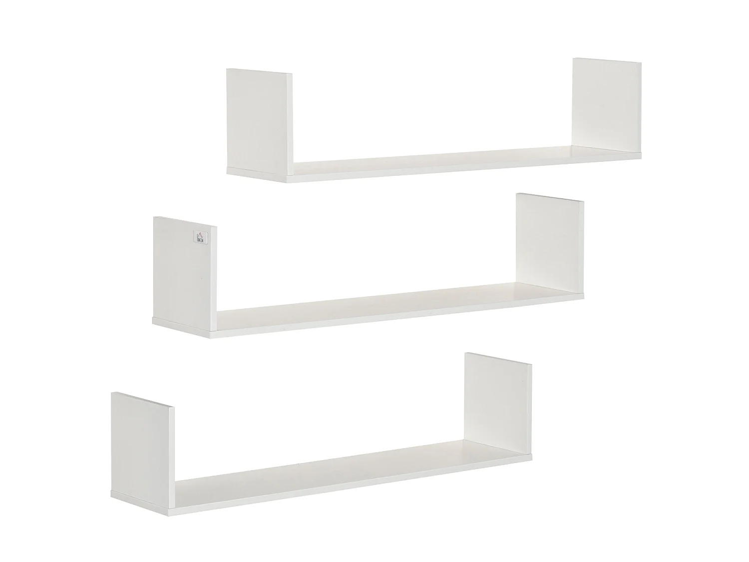 Yosatoli Set of 3 White U Shaped Floating Shelves 80cm