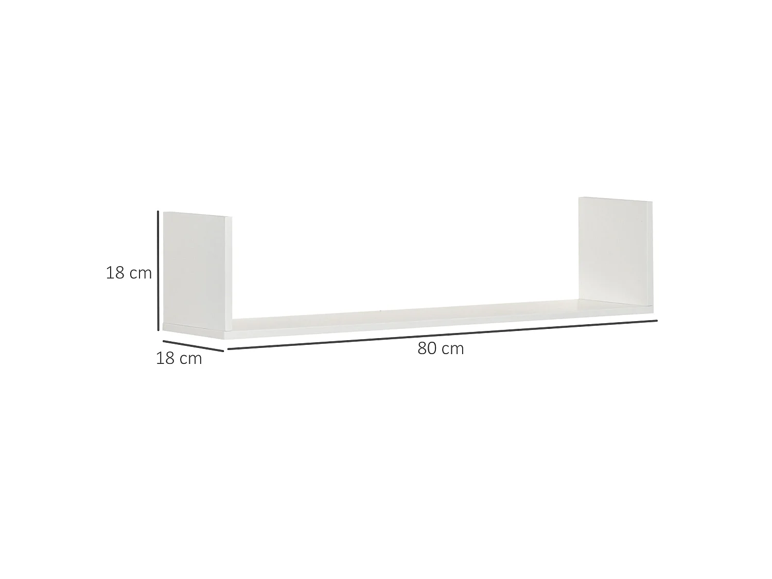 Yosatoli Set of 3 White U Shaped Floating Shelves 80cm