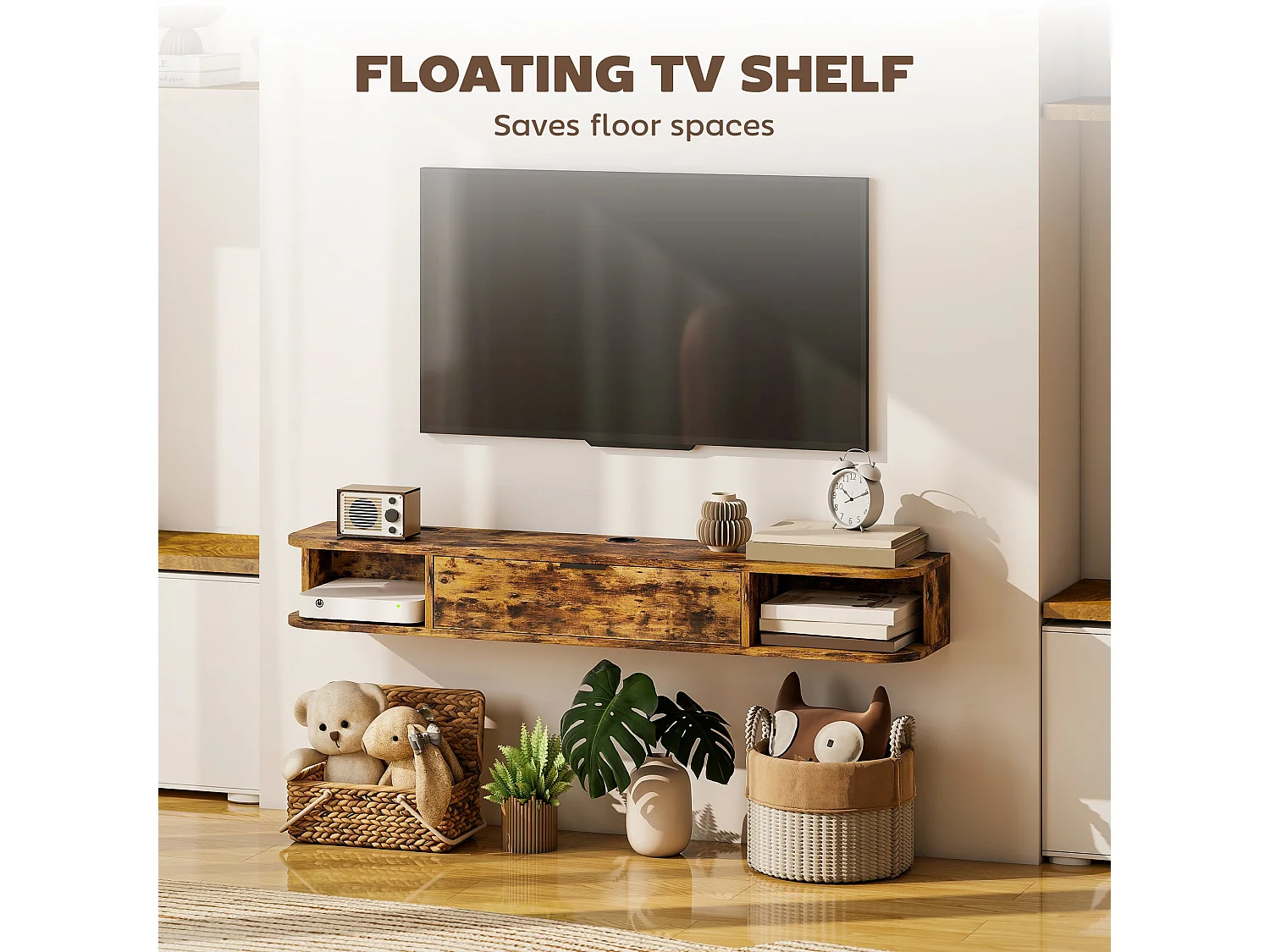 Avamoro 120cm Rustic Brown Floating TV Unit Fits Up to 50" Screens