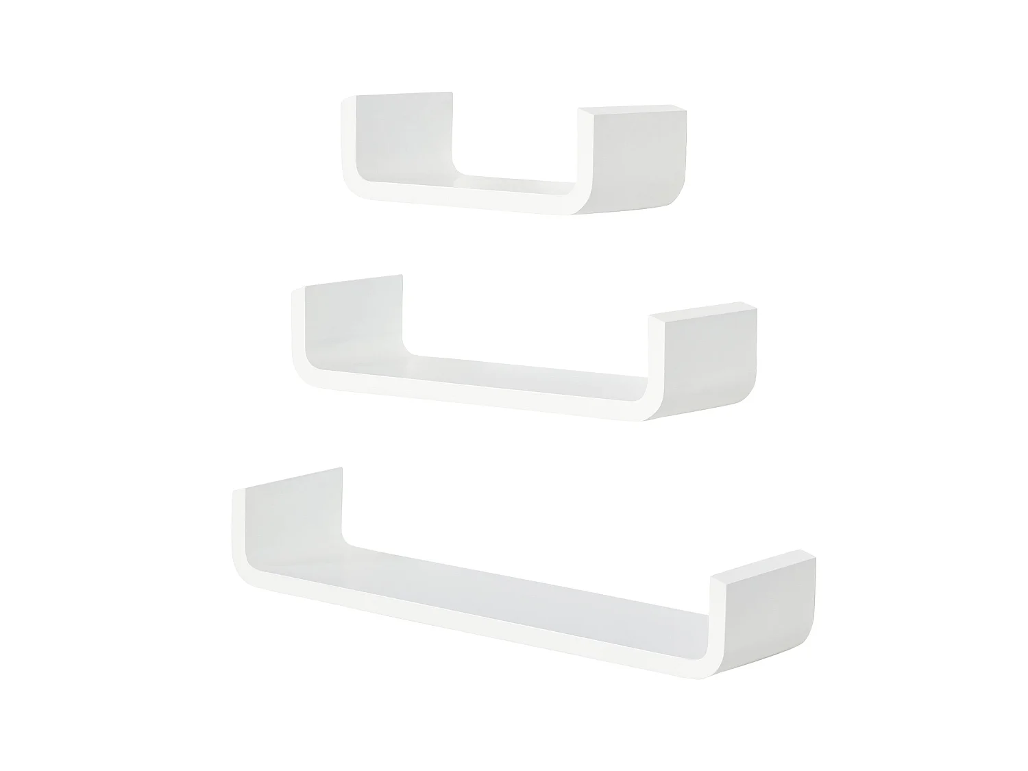 Rasudi Set of 3 White Floating Wall Shelves with Hidden Mounting