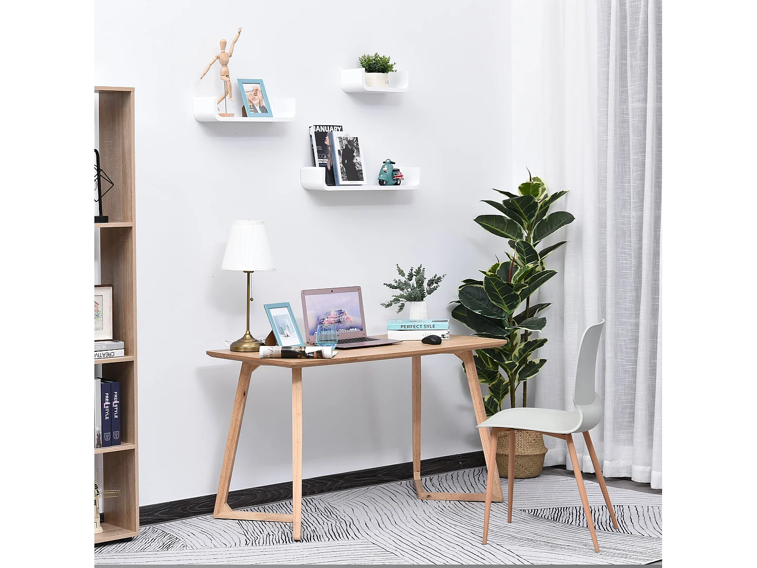 Rasudi Set of 3 White Floating Wall Shelves with Hidden Mounting