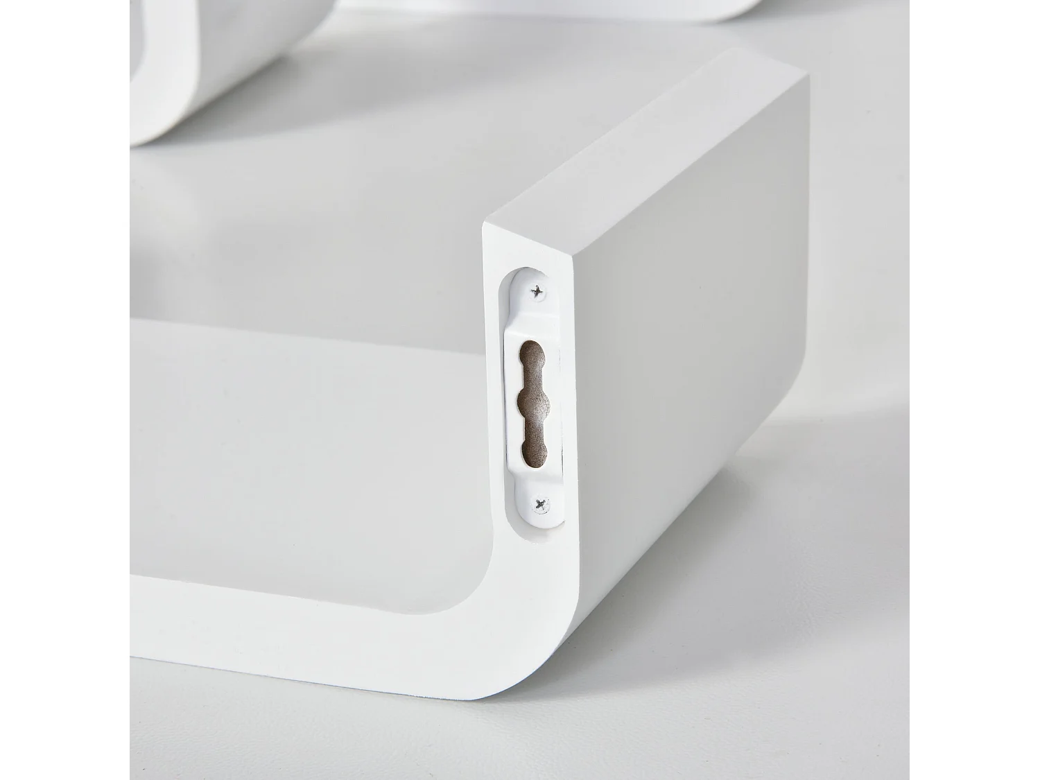 Rasudi Set of 3 White Floating Wall Shelves with Hidden Mounting