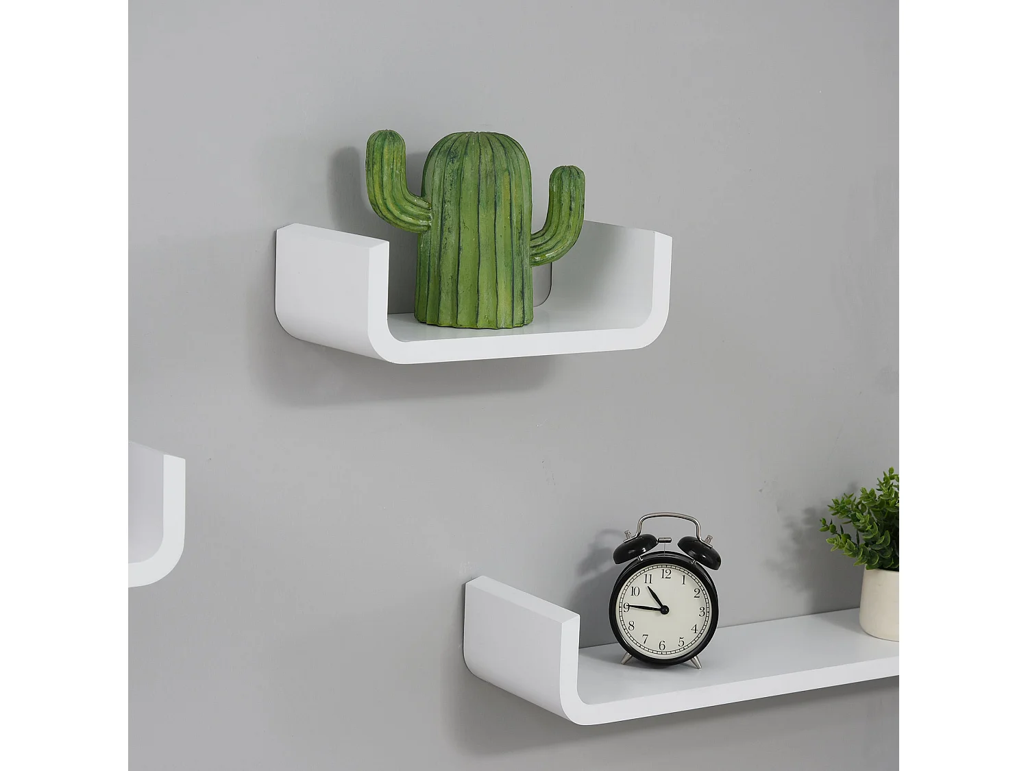Rasudi Set of 3 White Floating Wall Shelves with Hidden Mounting