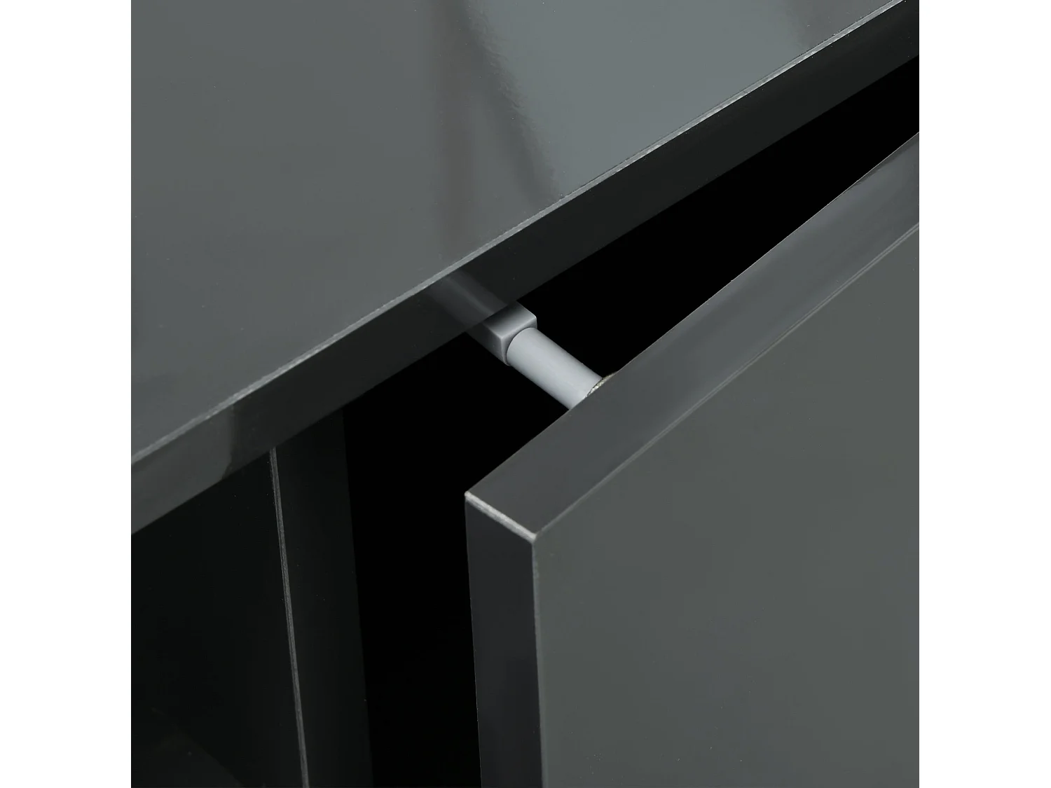 Minoco Grey High Gloss Floating TV Stand with Shelves and Doors Fits Up to 60"
