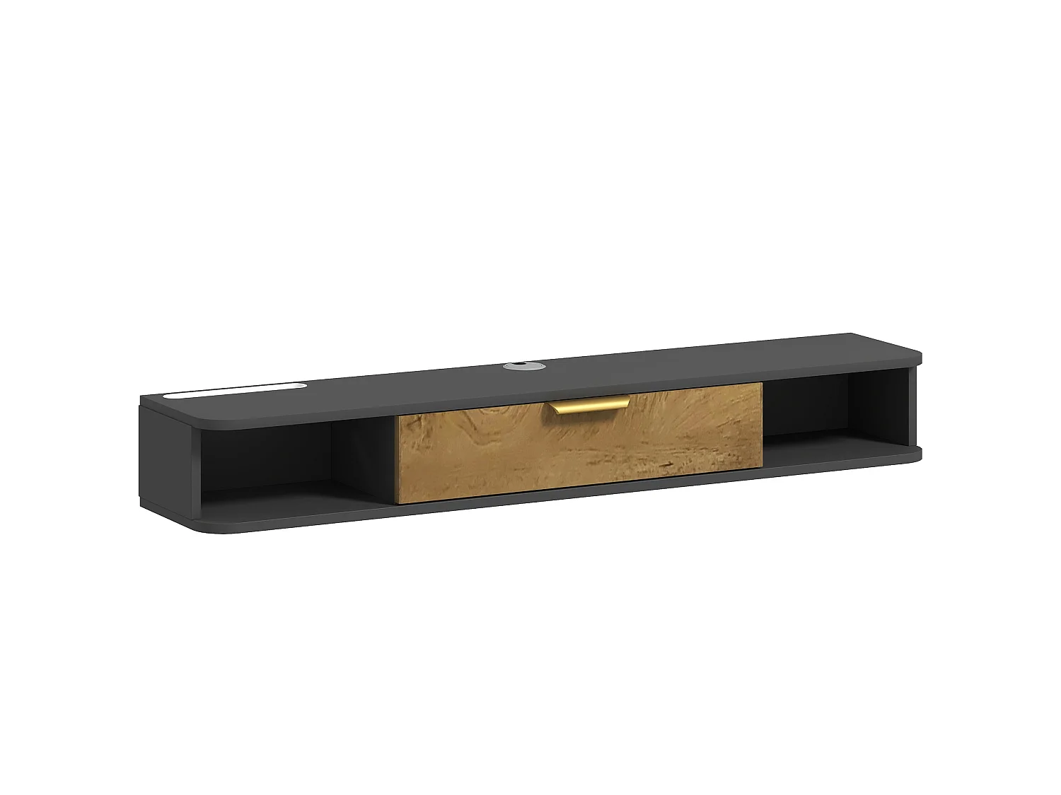 Nova 120cm Charcoal Grey and Natural Wood Effect Floating TV Stand with Storage