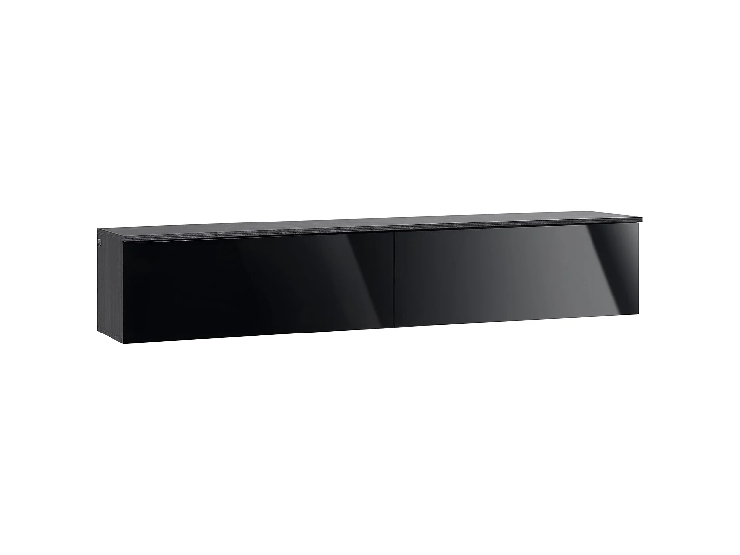 Elkaro High Gloss Grey and Black Floating TV Cabinet with 2 Cupboards for TVs up to 70 inches