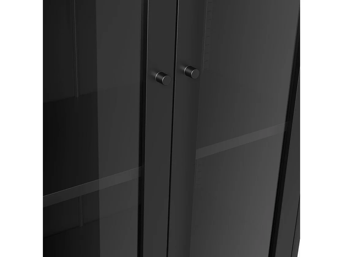 Barla Black Steel Display Cabinet with 2 Glass Doors 70x180x35cm