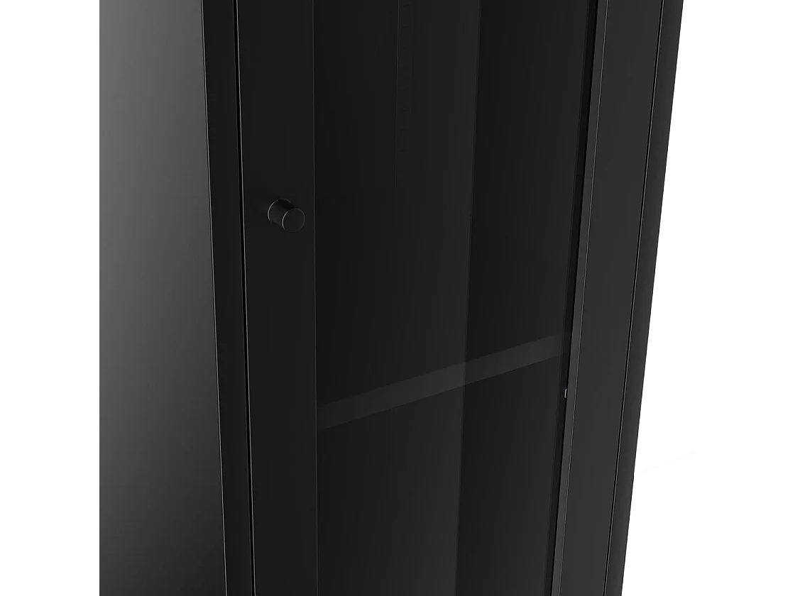 Frank Black Steel Cabinet with Glass Door and 4 Shelves