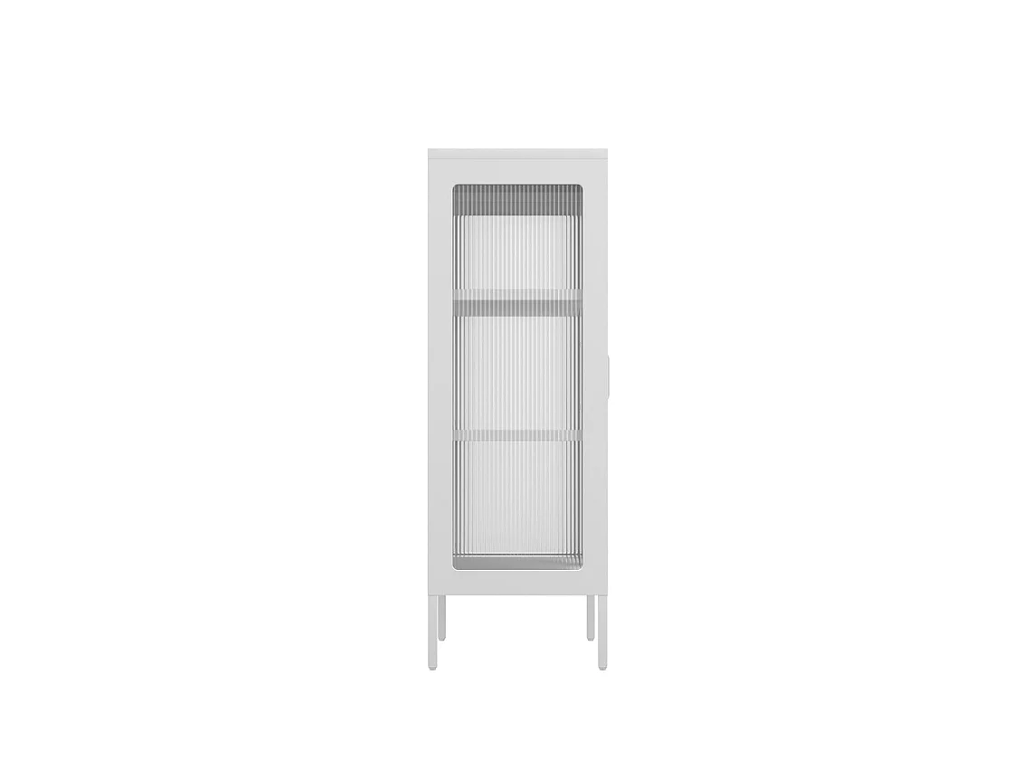 Bramblewood White Matt Steel Cabinet 2 Glass Doors 3 Shelves