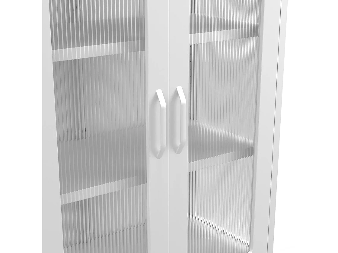 Bramblewood White Matt Steel Cabinet 2 Glass Doors 3 Shelves