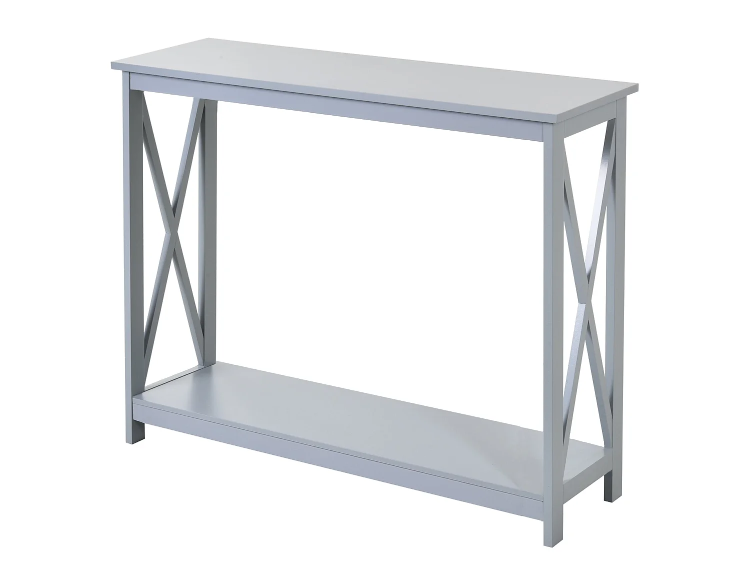 Reluba Grey Console Table with X Frame and Bottom Shelf 100cm