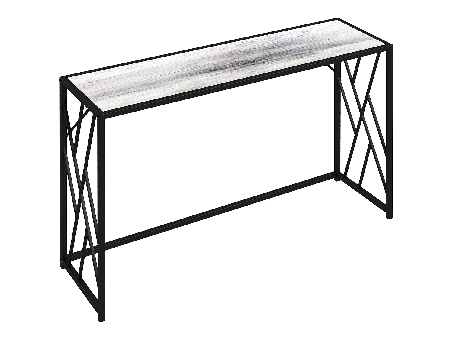 Toli 120cm Industrial Console Table Grey Particleboard Top Black Metal Frame