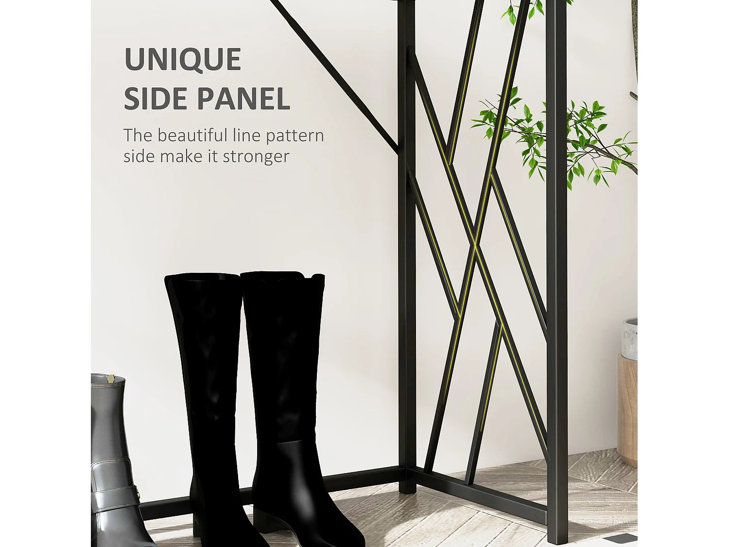Toli 120cm Industrial Console Table Grey Particleboard Top Black Metal Frame