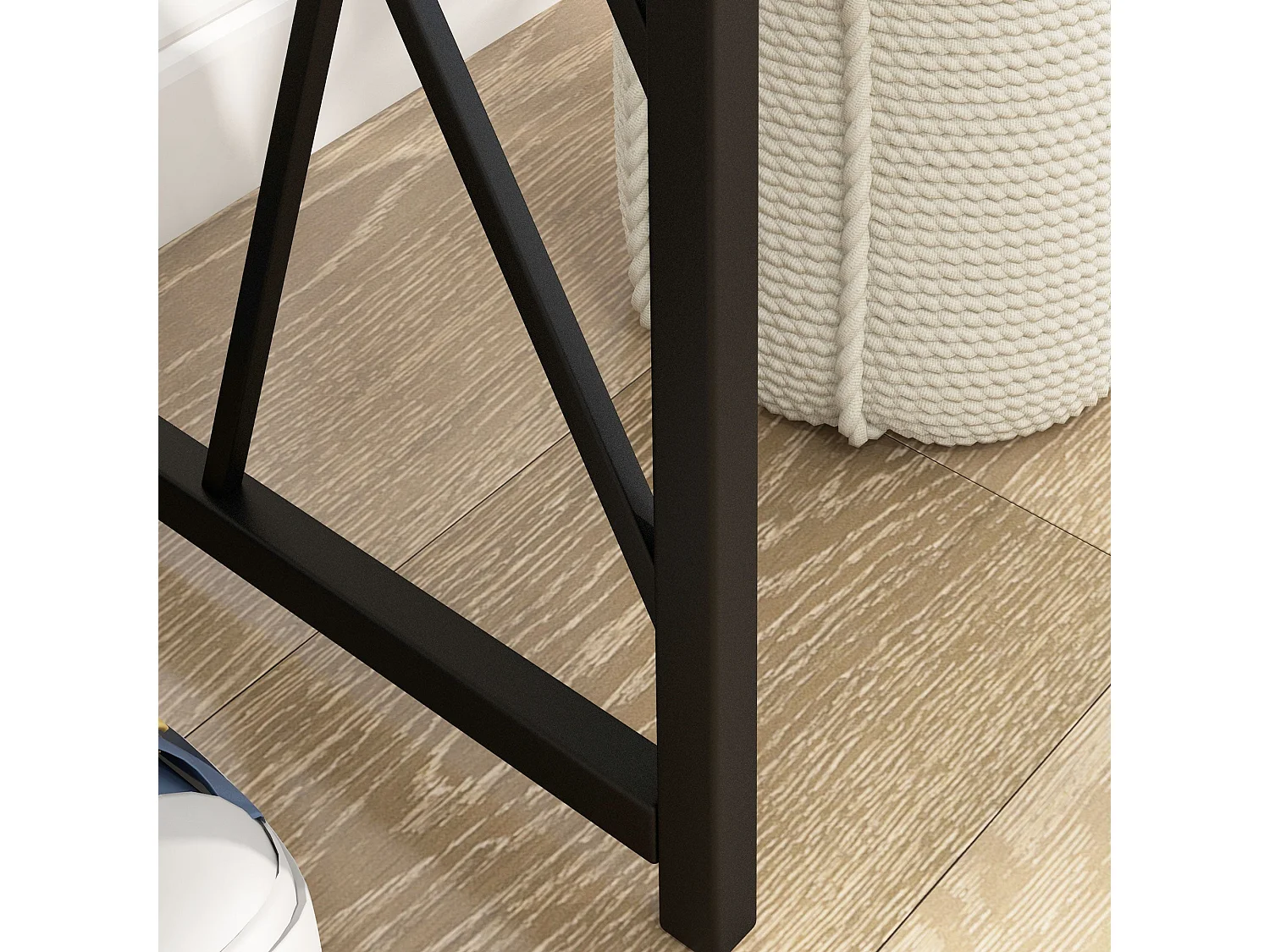 Toli 120cm Industrial Console Table Grey Particleboard Top Black Metal Frame
