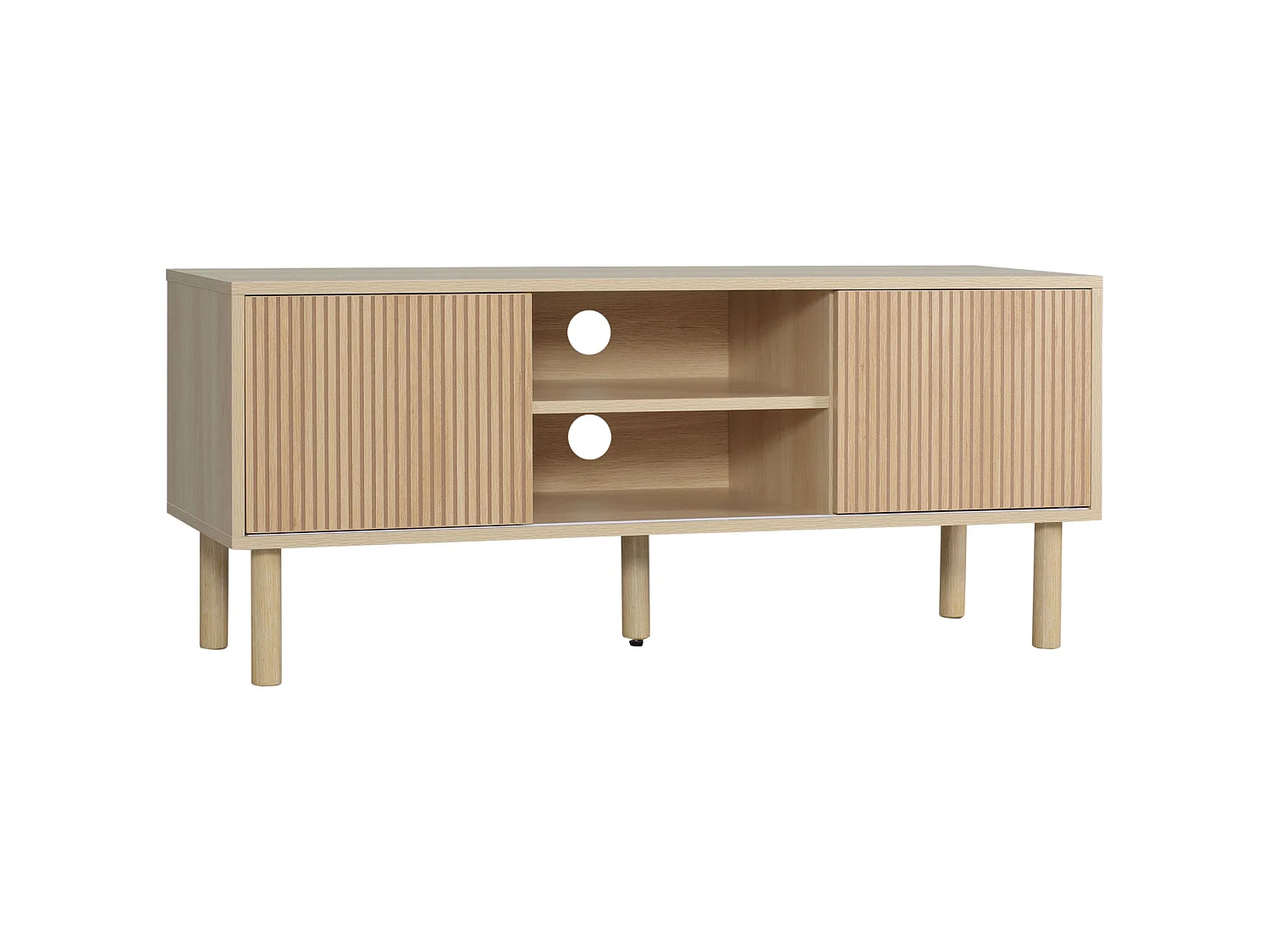 Rodo TV Unit Oak Effect 115cm with Sliding Ridged Doors