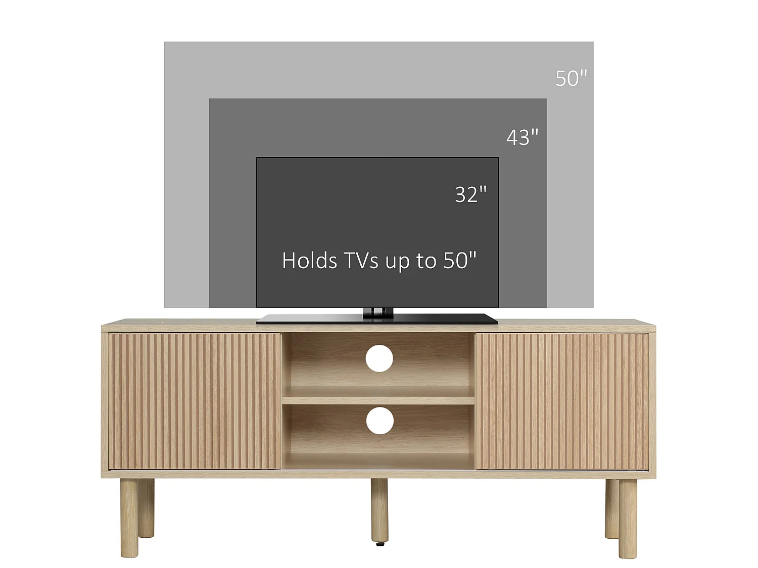 Rodo TV Unit Oak Effect 115cm with Sliding Ridged Doors