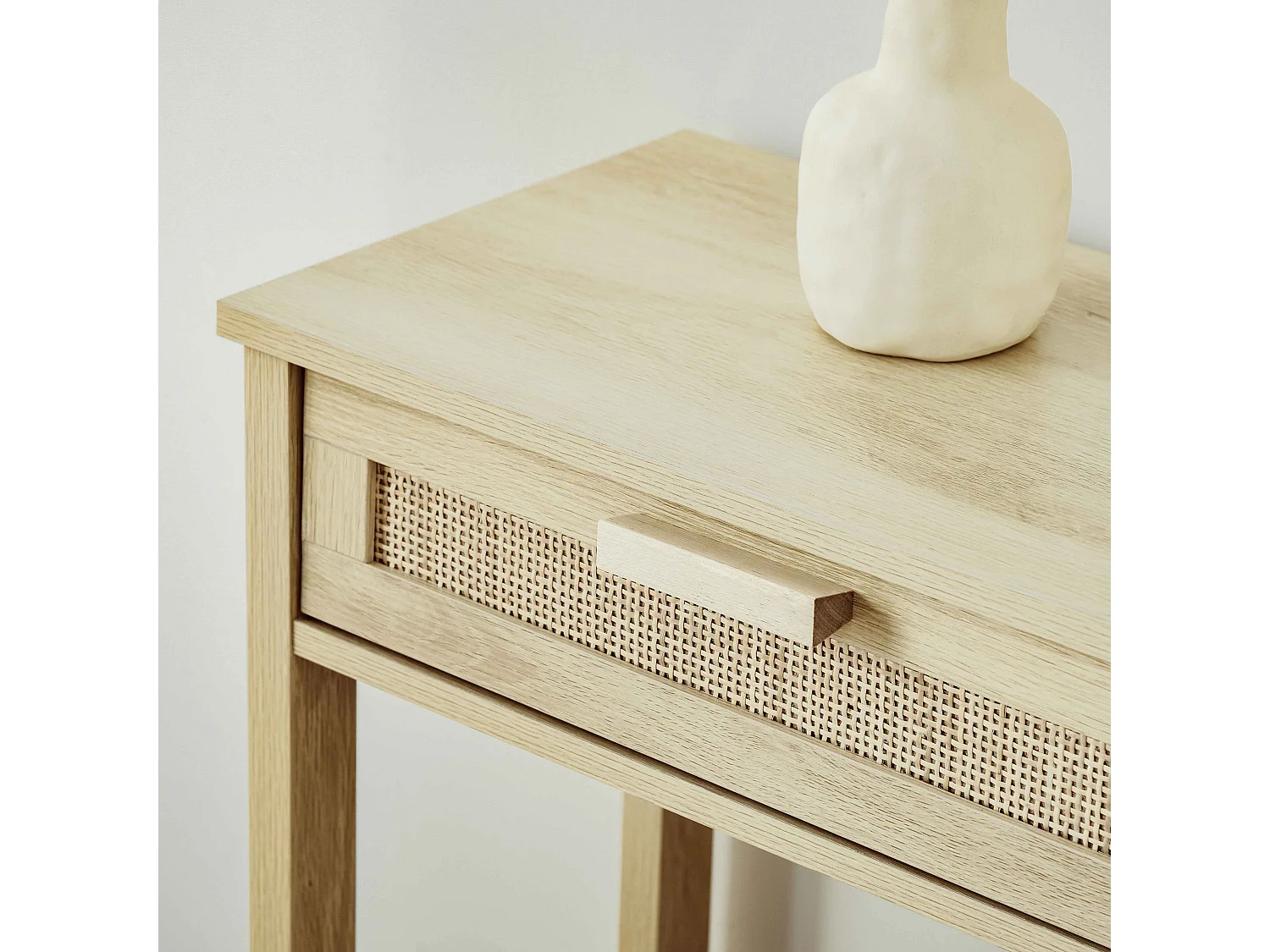 Sedi 100cm Natural Wood Effect Console Table 2 Drawers Bottom Shelf