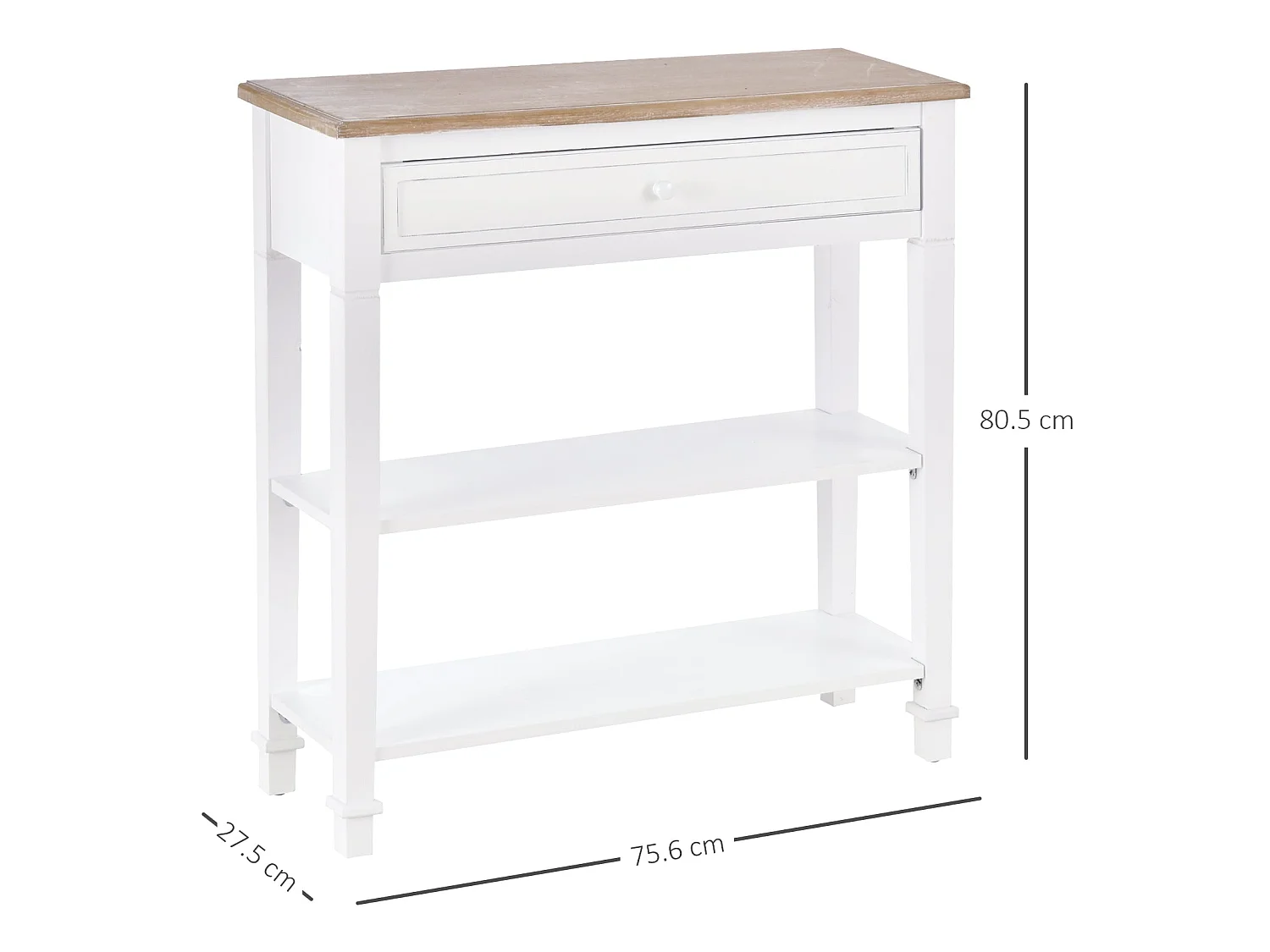 Sacoso Retro Wooden Console Table with Drawer and Dual Shelves