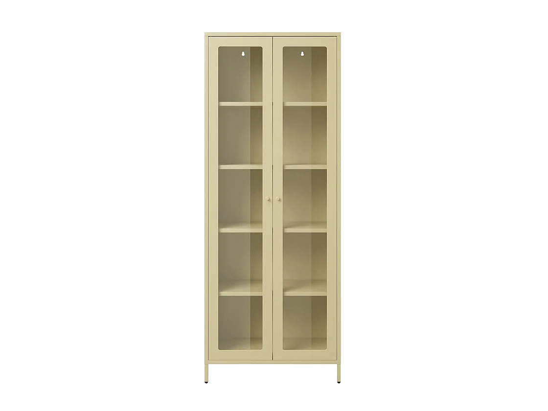 Barla Beige Cream Steel Display Cabinet 2 Glass Doors
