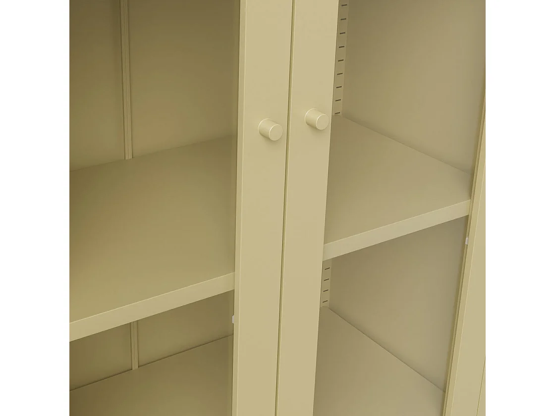 Barla Beige Cream Steel Display Cabinet 2 Glass Doors