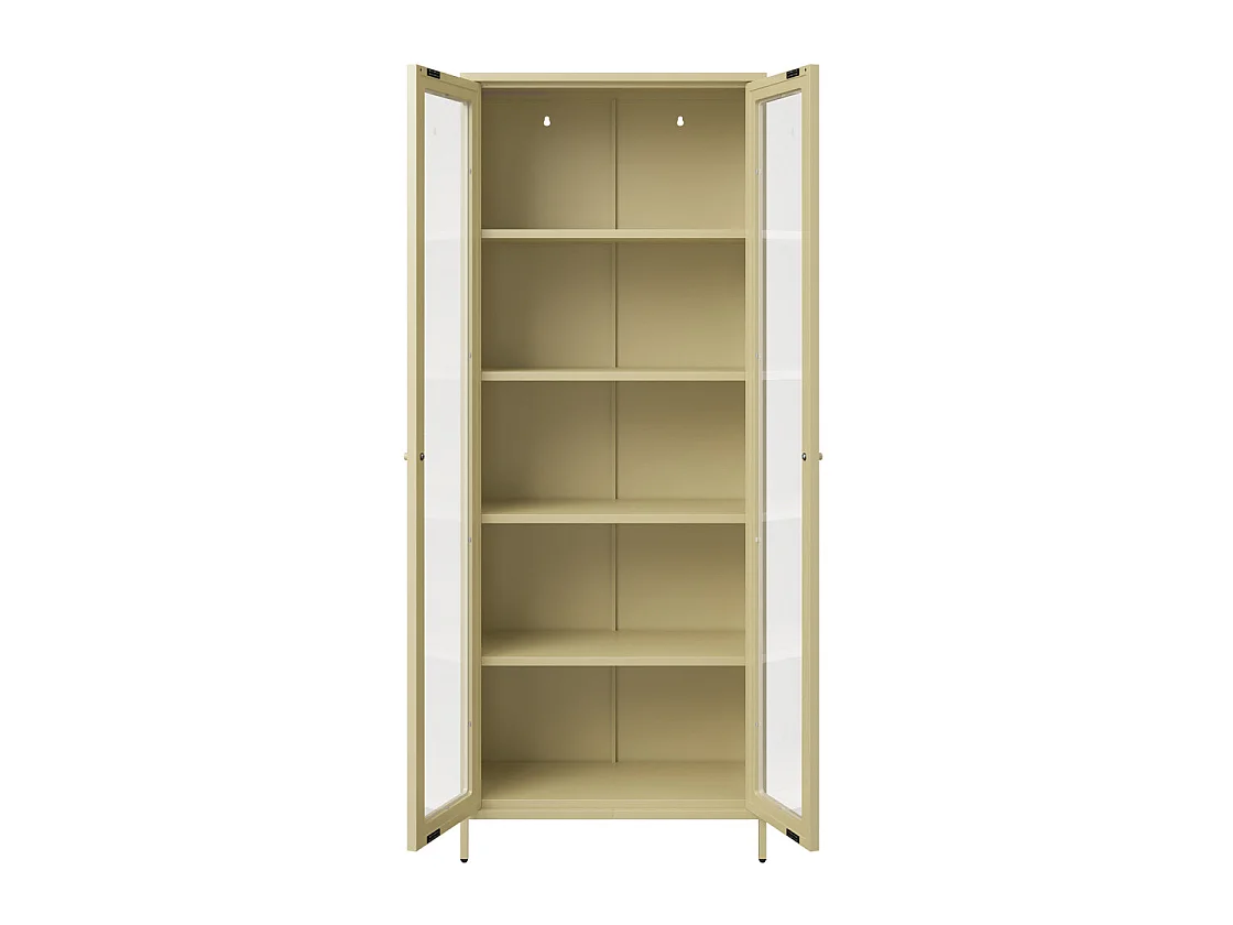 Barla Beige Cream Steel Display Cabinet 2 Glass Doors