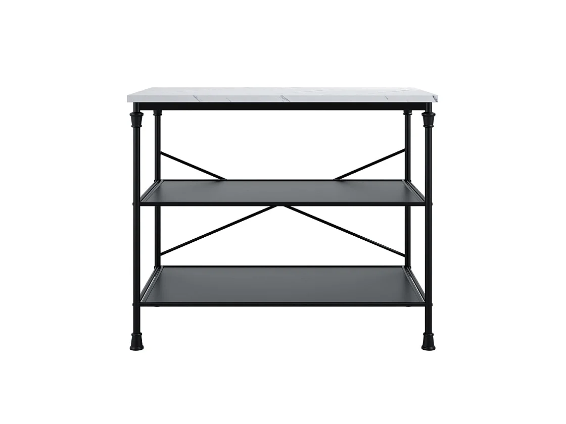Lola Marble Effect Console Table 2 Shelves Black Wood Finish