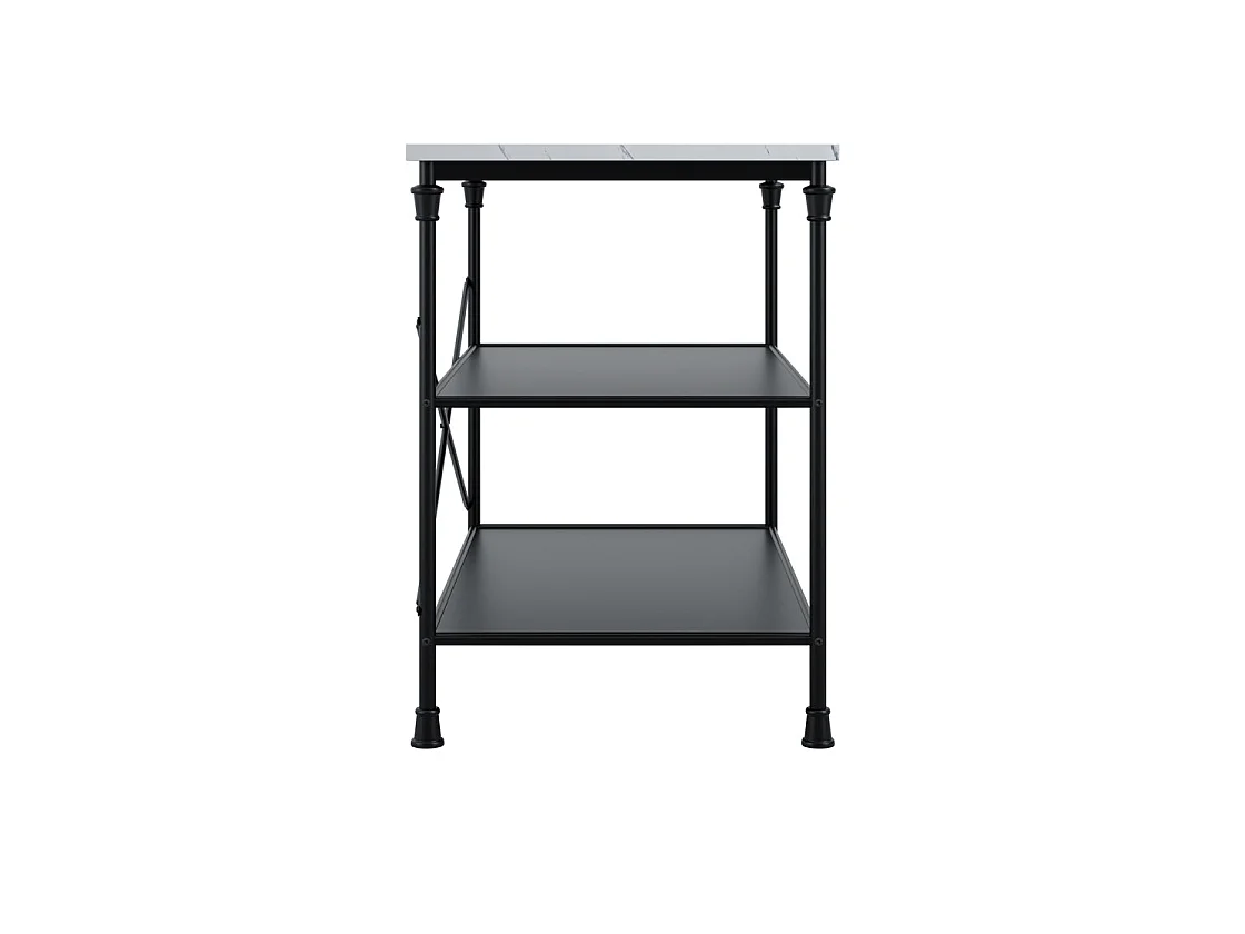 Lola Marble Effect Console Table 2 Shelves Black Wood Finish