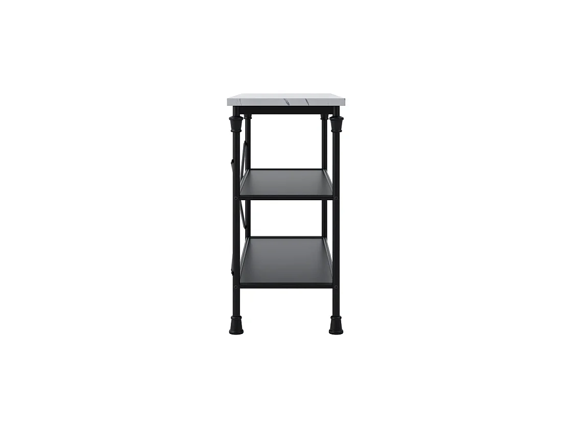 Lola Marble Effect Console Table 2 Shelves Black Wood Finish
