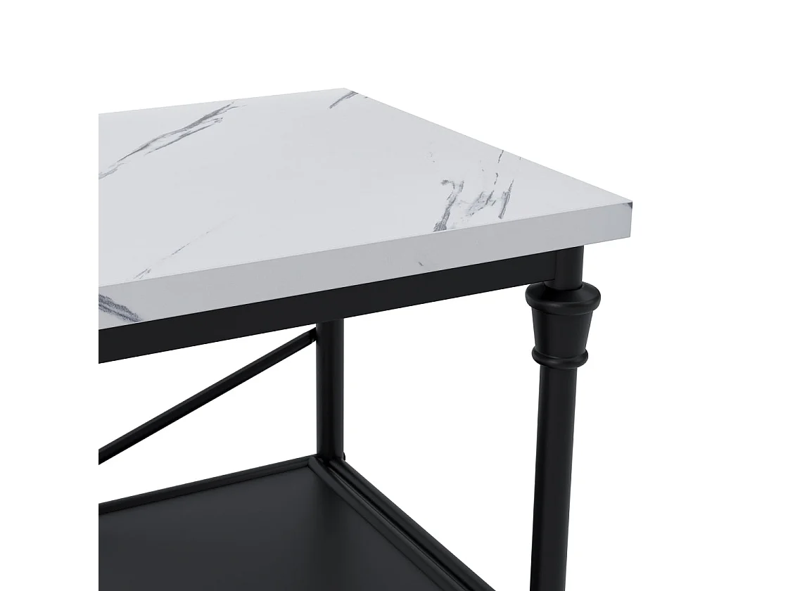 Lola Marble Effect Console Table 2 Shelves Black Wood Finish