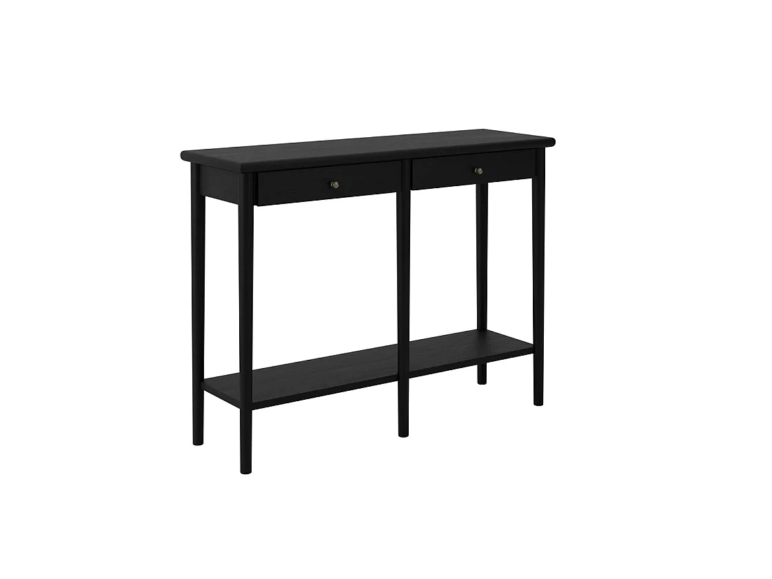 Newbridge Black Wooden Console Table 2 Drawers and Bottom Shelf