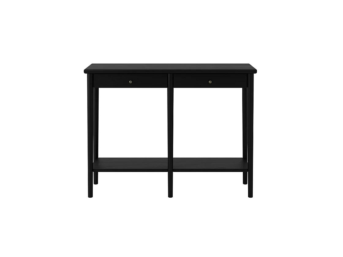 Newbridge Black Wooden Console Table 2 Drawers and Bottom Shelf