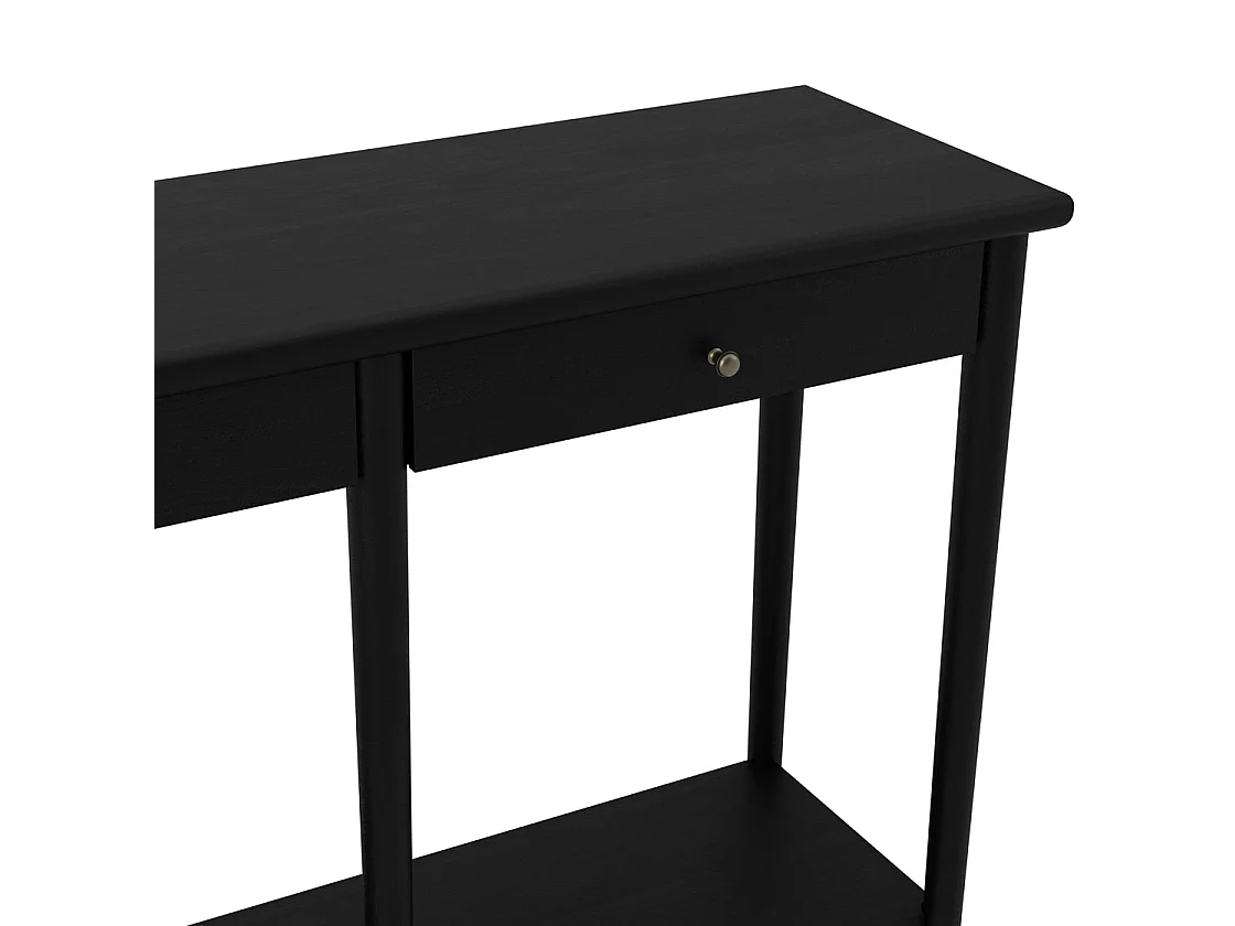 Newbridge Black Wooden Console Table 2 Drawers and Bottom Shelf