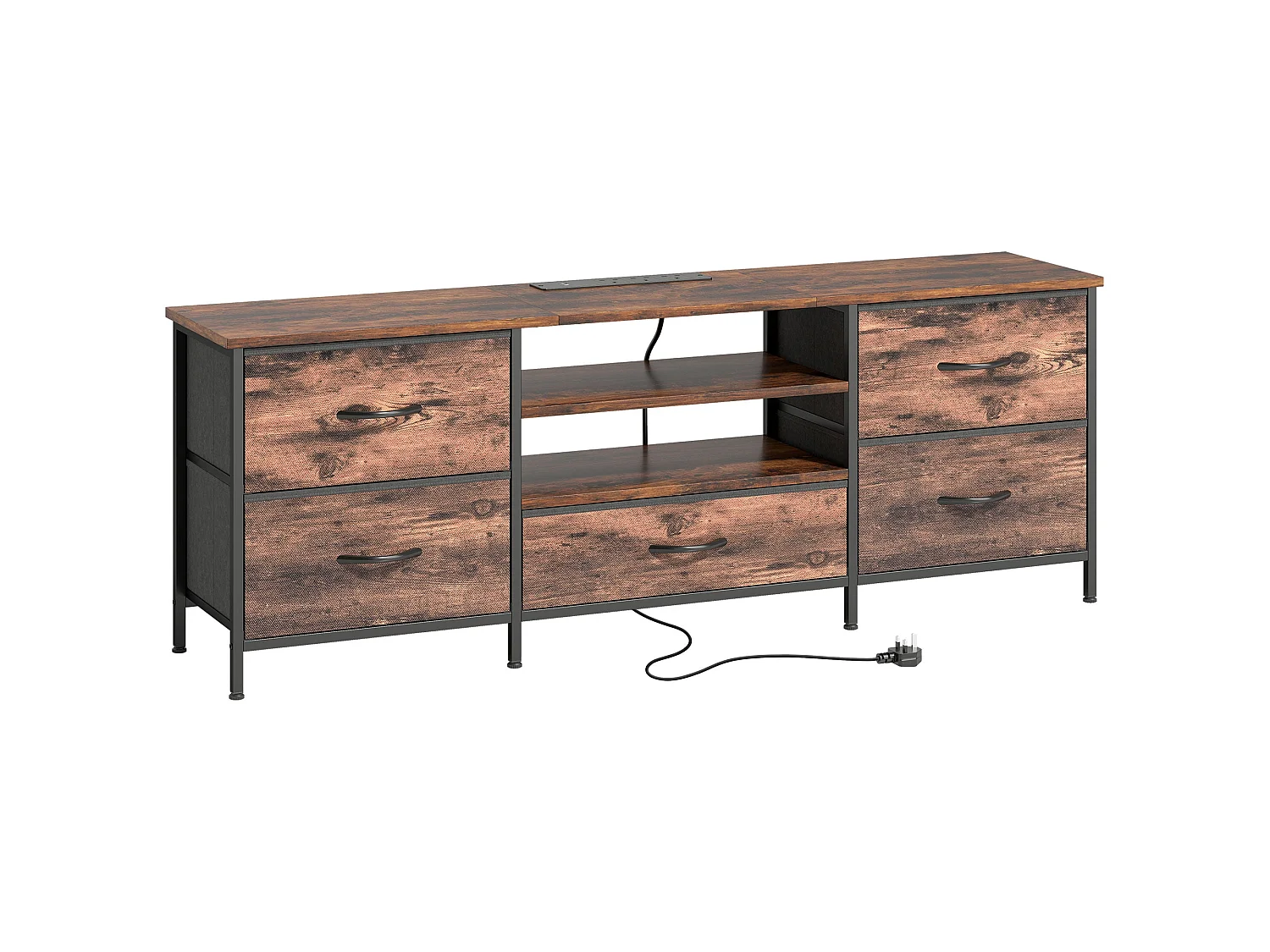 Beladen 140cm Industrial TV Stand for Up to 65" Screens Rustic Brown and Black