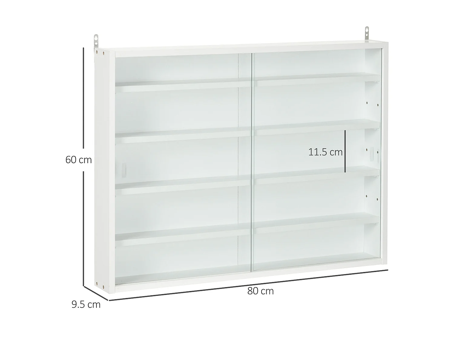 Ronimo White Wall Mounted Display Cabinet with Sliding Glass Doors and 4 Adjustable Shelves
