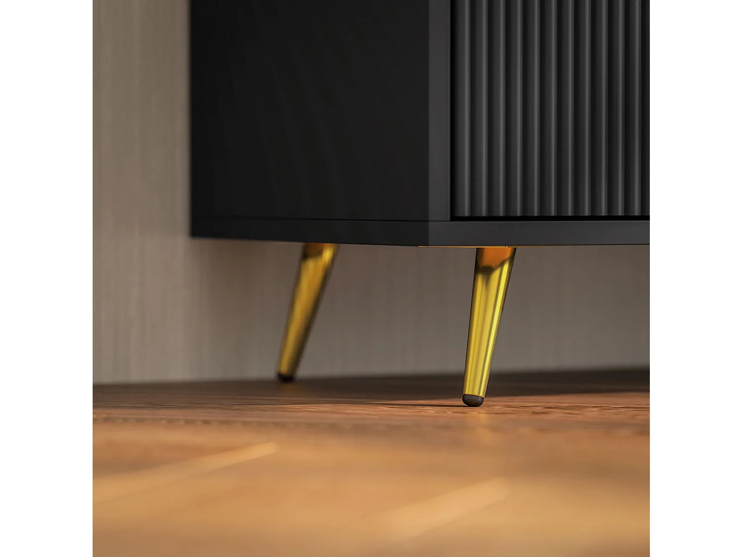 Ellini Black TV Stand 120cm 2 Open Shelves 2 Doors Fits Up to 55 inch TVs