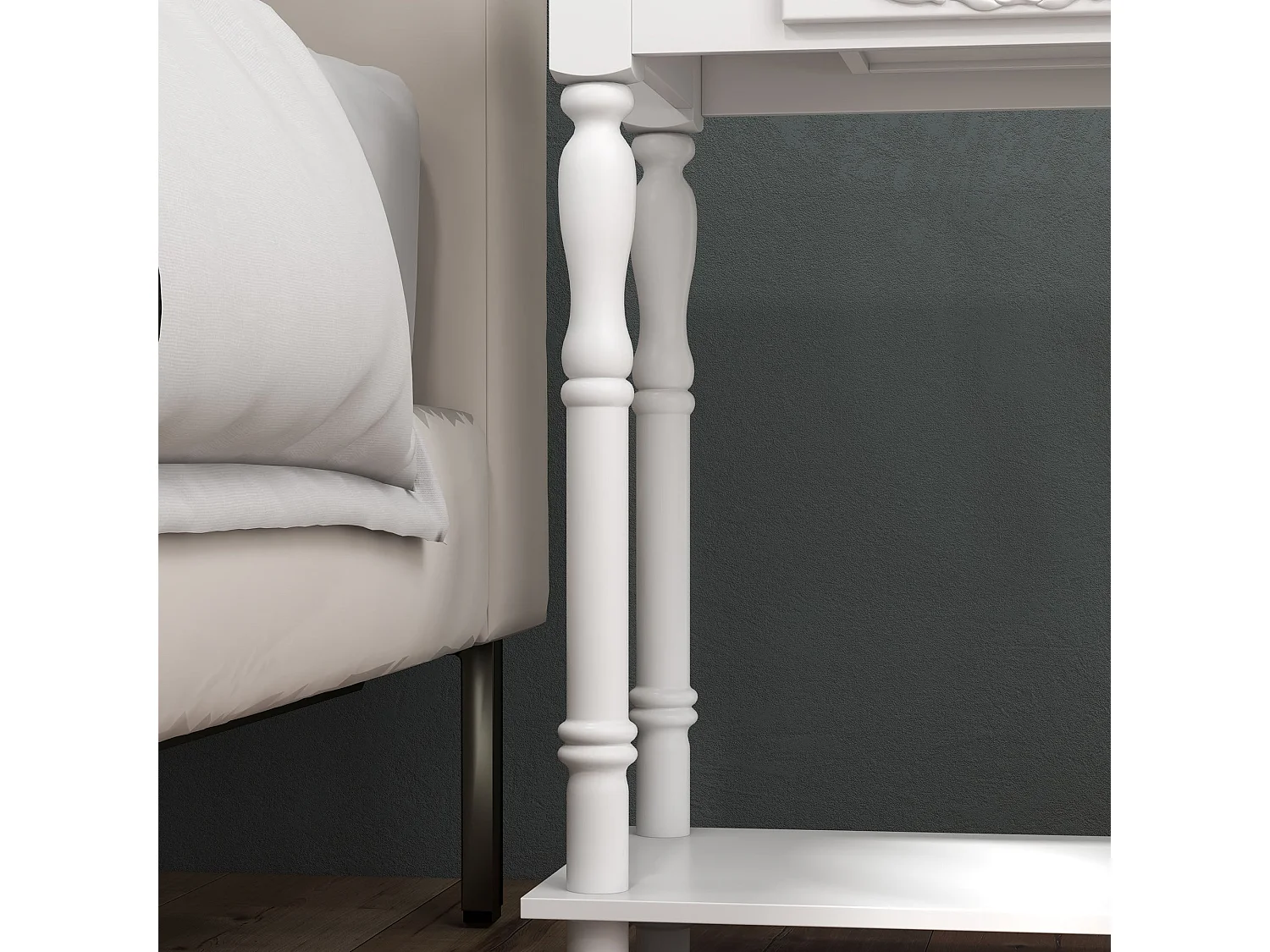 Relo White French Console Table with Drawers and Bottom Shelf