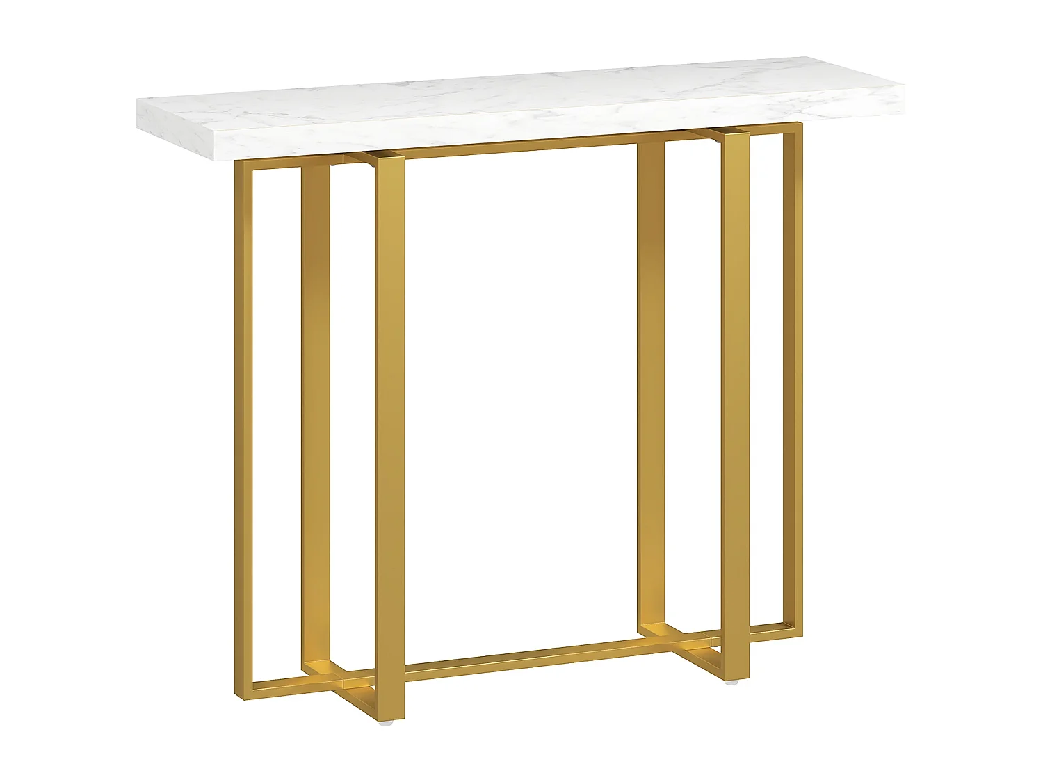 Larose 100cm Narrow Console Table Faux Marble Top Gold Tone Steel Frame Anti Tip
