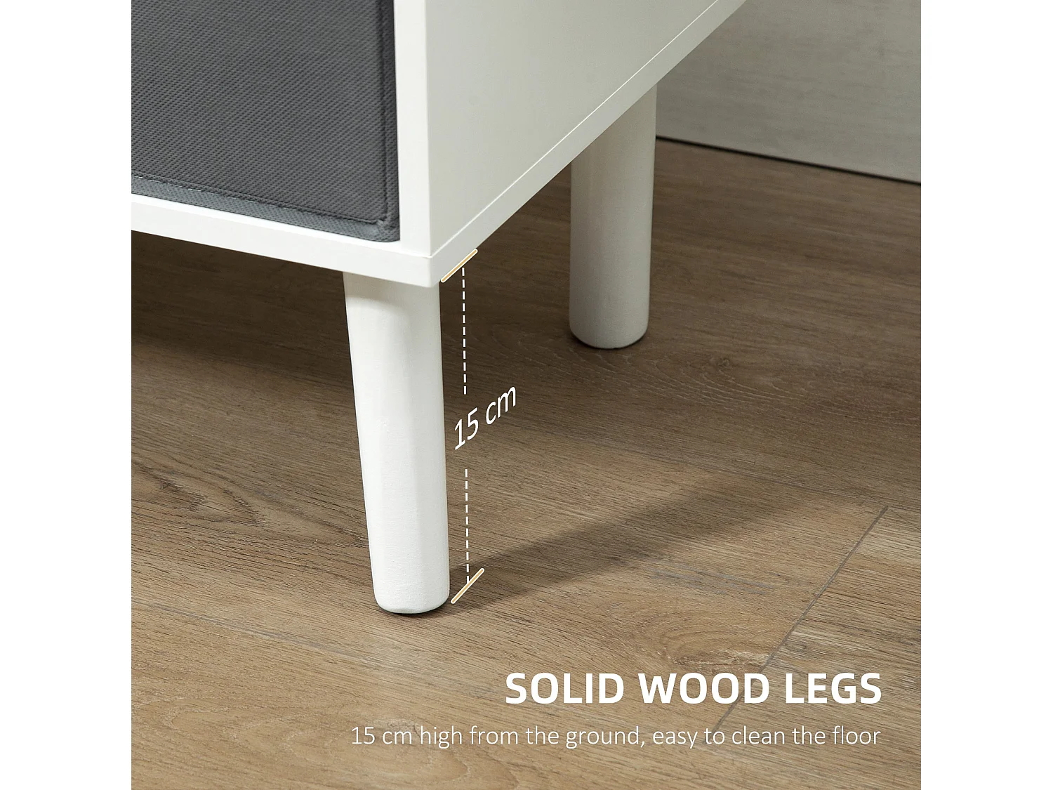 Nirona 110cm TV Cabinet in White and Grey with Removable Fabric Drawers Fits Up to 50 inch Screens
