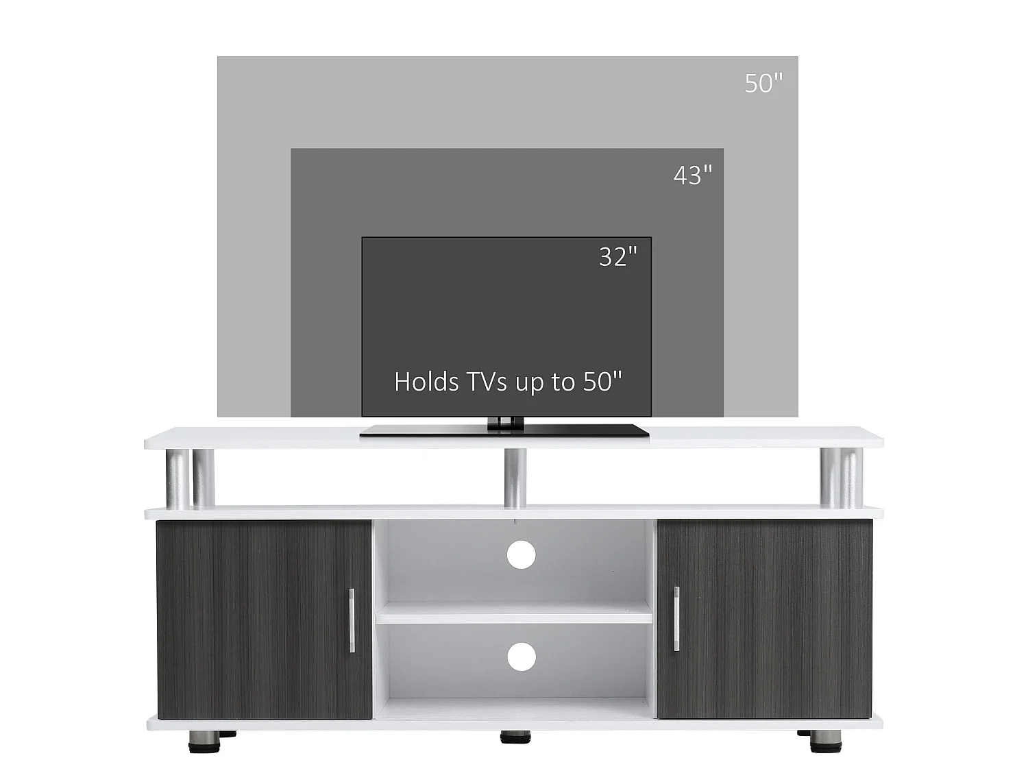 Mihavi 120cm Grey and White TV Media Console for TVs up to 50 inches