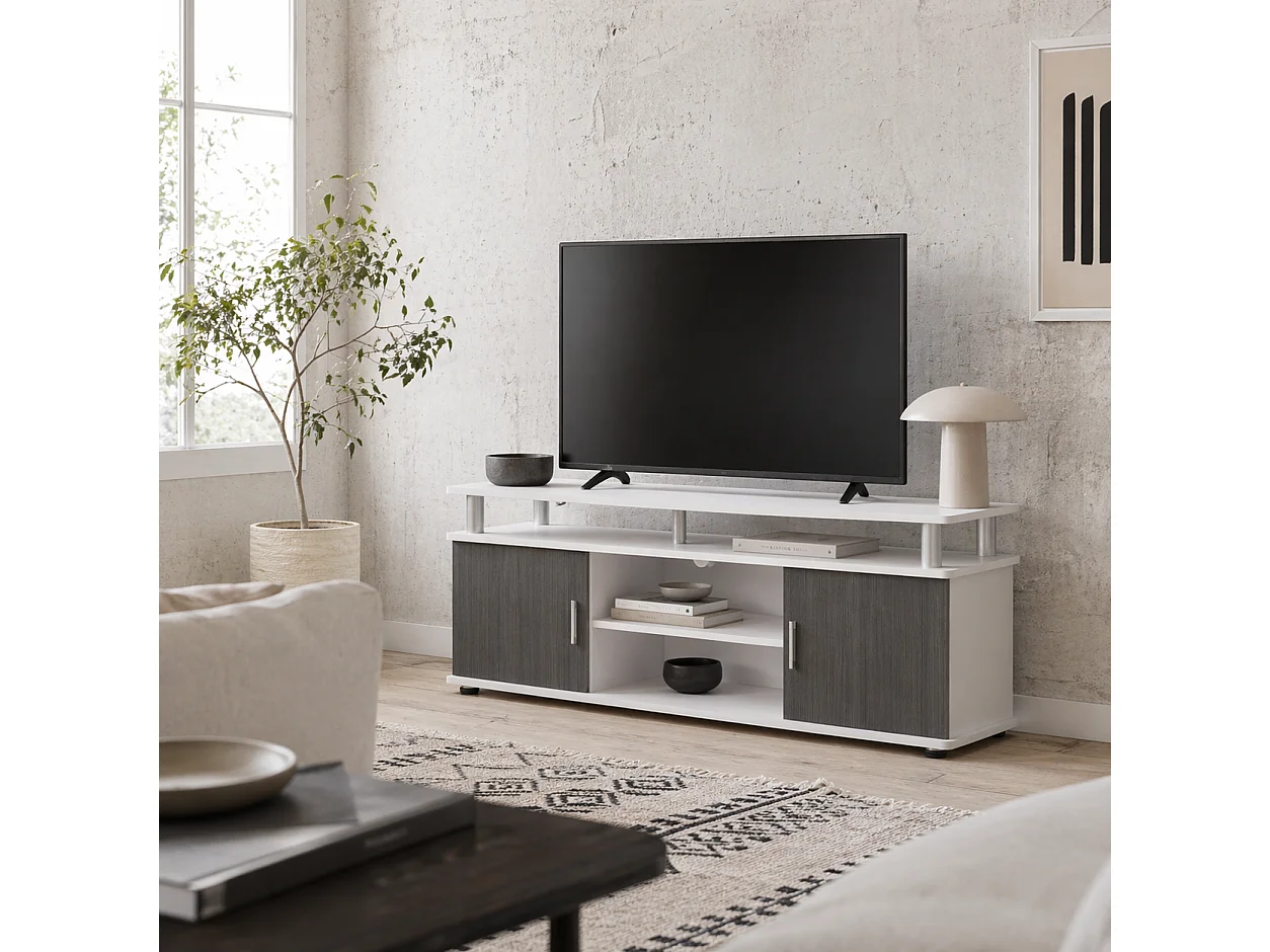 Mihavi 120cm Grey and White TV Media Console for TVs up to 50 inches