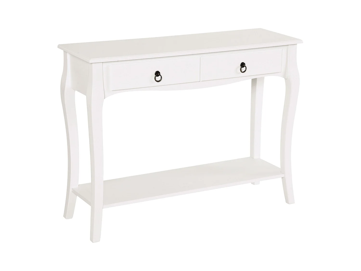 Noro 100cm Mid Century Console Table Ivory White 2 Drawers and Lower Shelf