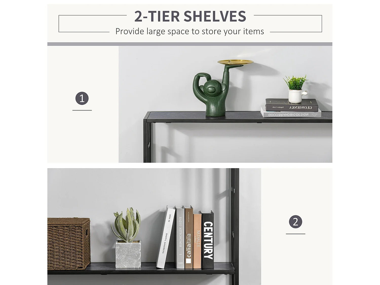 Comi 106cm Narrow Industrial Console Table Grey and Black