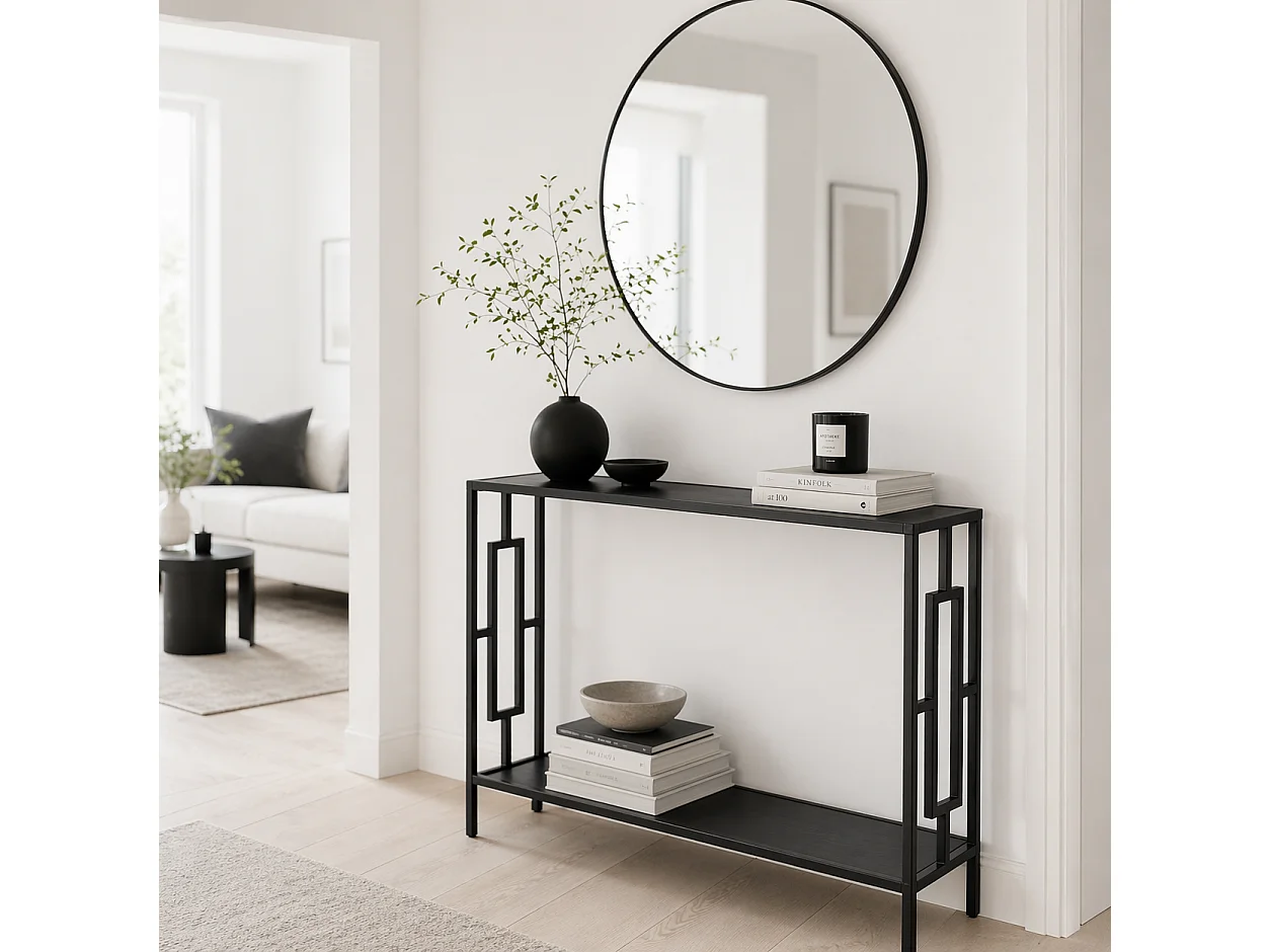 Comi 106cm Narrow Industrial Console Table Grey and Black